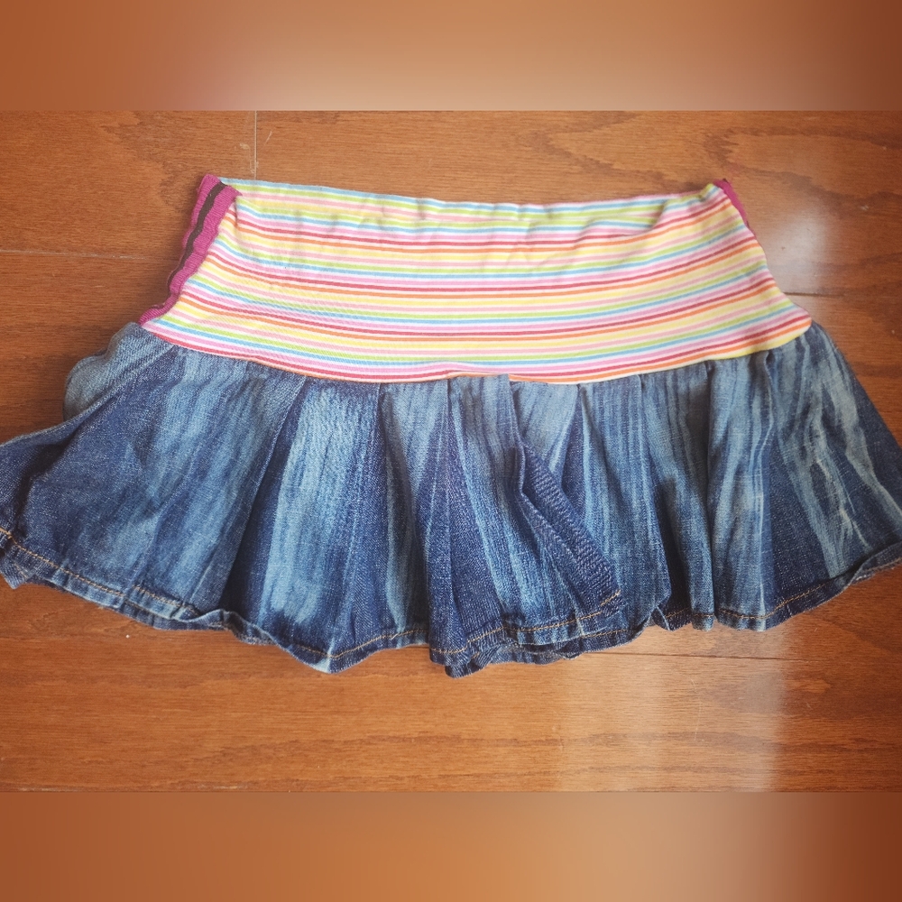 Striped and Denim Skirt
